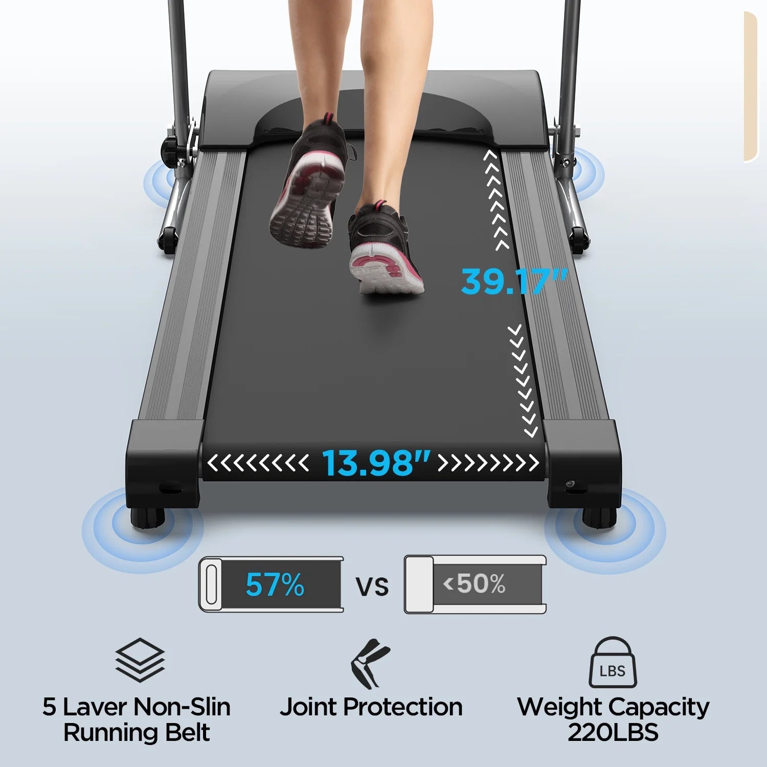 OEBNSKY Foldable Treadmill for Home, Folding Walking Treadmill Machince Walking Pad Portable Treadmill，Easy to Fold Assembly, MP3, LCD Display